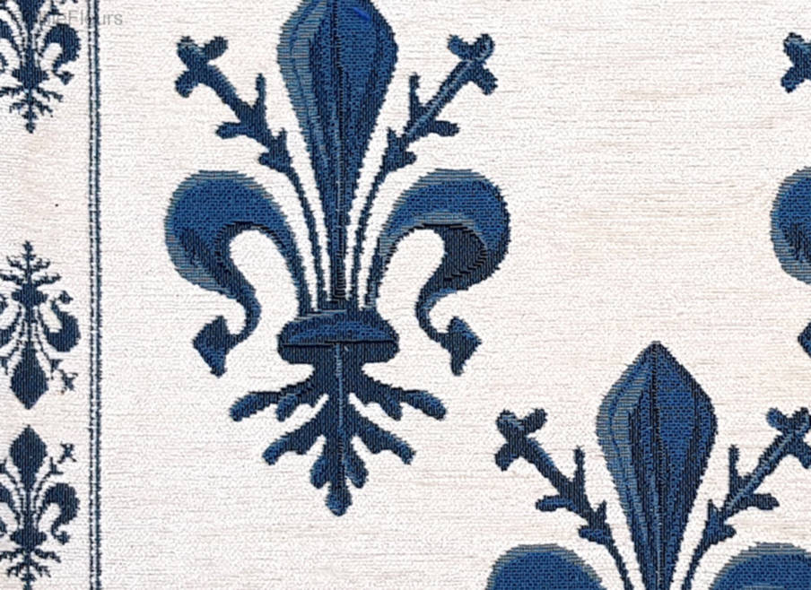 Fleur-de-Lys, blauw Kussenslopen Fleur-de-Lis en Heraldiek - Mille Fleurs Tapestries