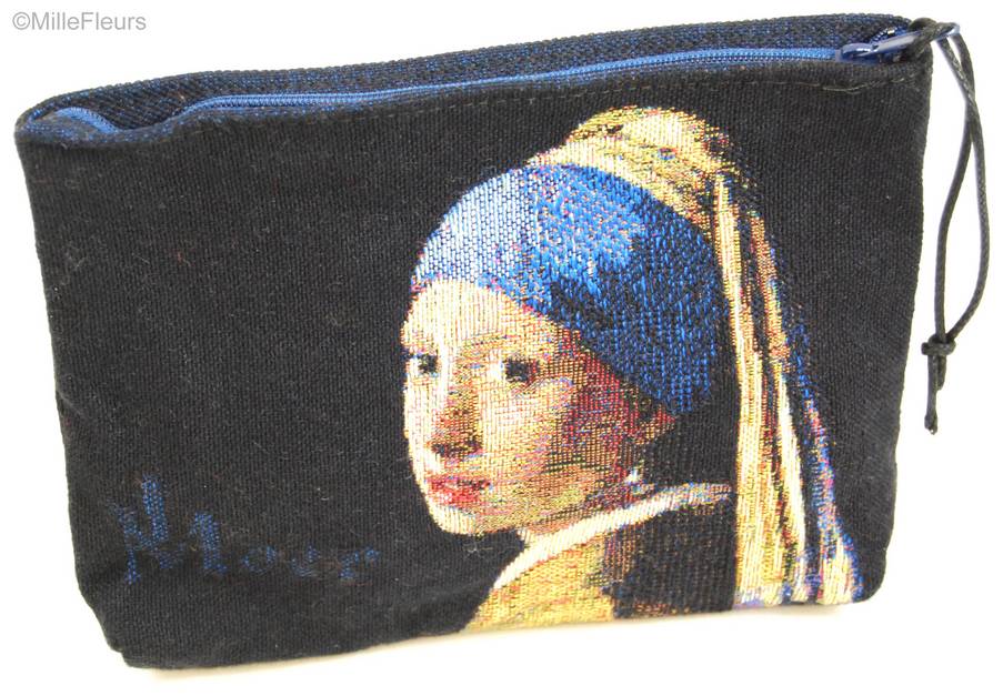 La Jeune Fille à la Perle (Vermeer) Sacs de Maquillage Pochettes Zippées - Mille Fleurs Tapestries