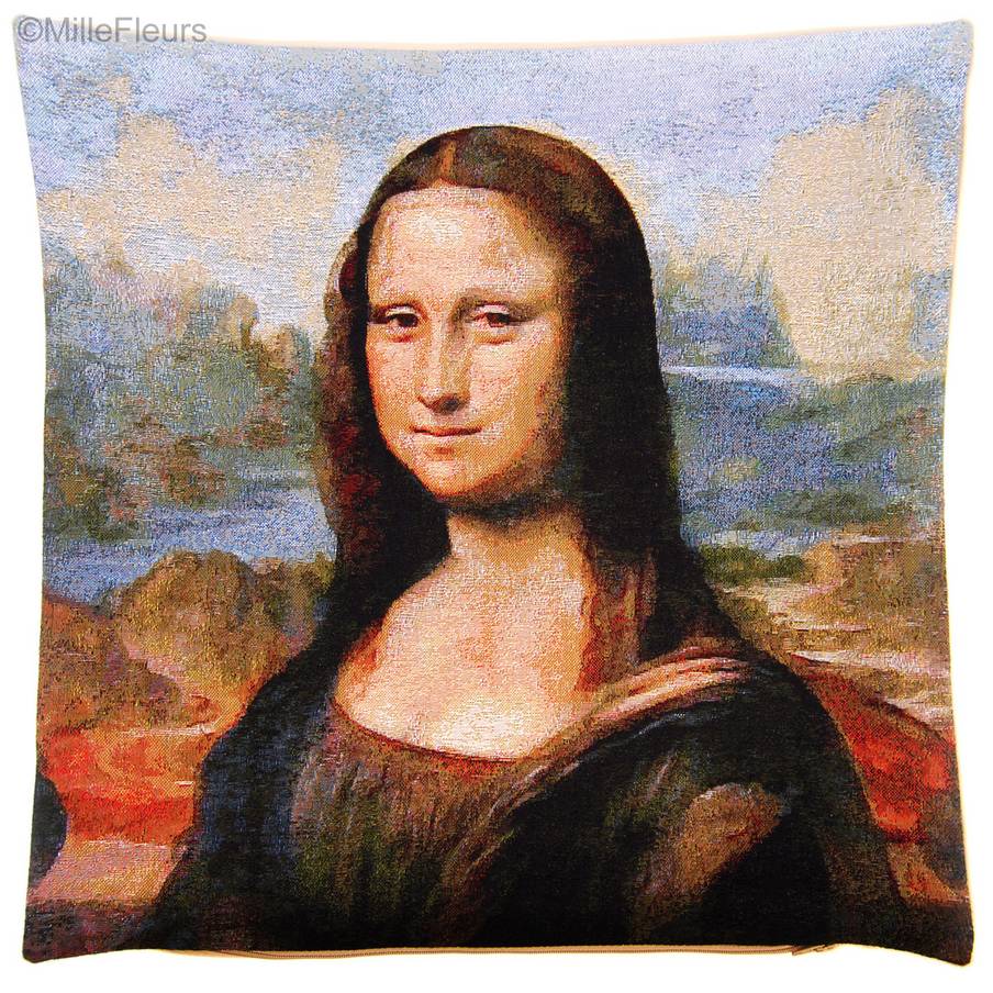 Mona Lisa (Leonardo Da Vinci) Fundas de cojín Obras Maestras - Mille Fleurs Tapestries