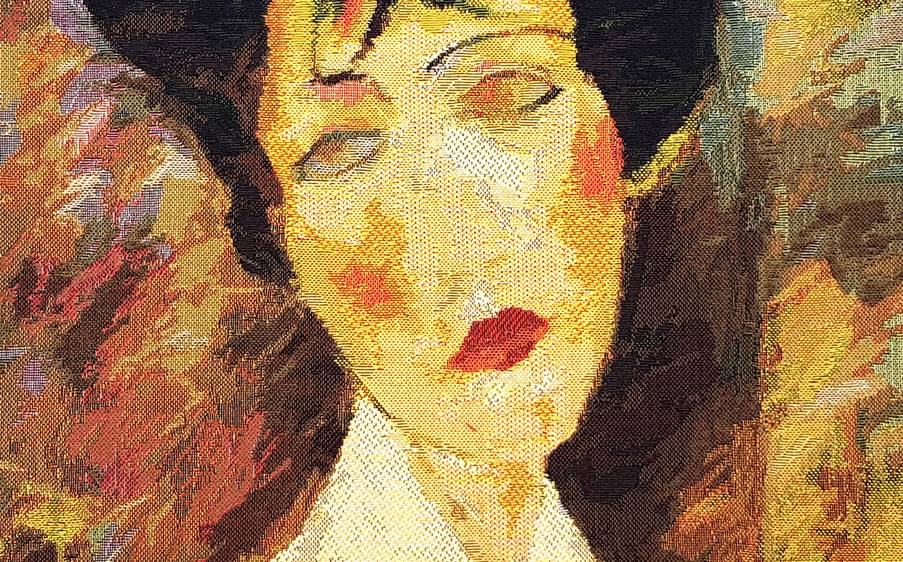 Vrouw met Zwarte Stropdas (Modigliani) Sierkussens Meesterwerken - Mille Fleurs Tapestries