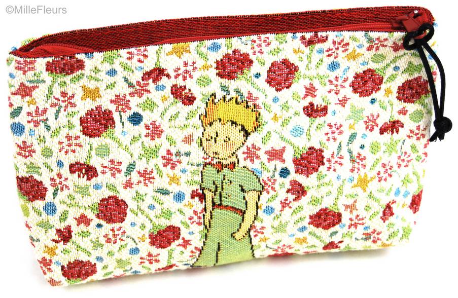 Le Petit Prince sur des fleurs Sacs de Maquillage Pochettes Zippées - Mille Fleurs Tapestries