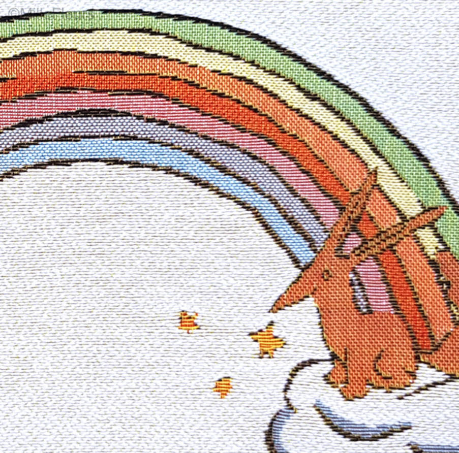 Le Petit Prince avec arc-en-ciel (Antoine de Saint-Exupéry) Housses de coussin Le Petit Prince - Mille Fleurs Tapestries