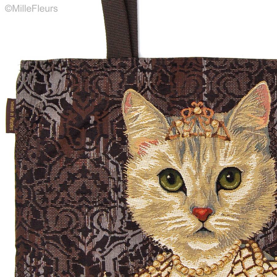 Cat with Crown and Necklace Tote Bags Cats and Dogs - Mille Fleurs Tapestries