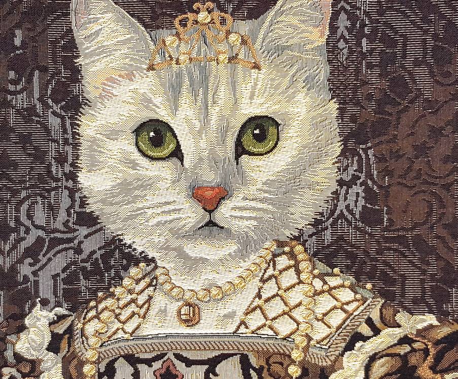 Cat with Crown and Necklace Tapestry cushions Cats - Mille Fleurs Tapestries