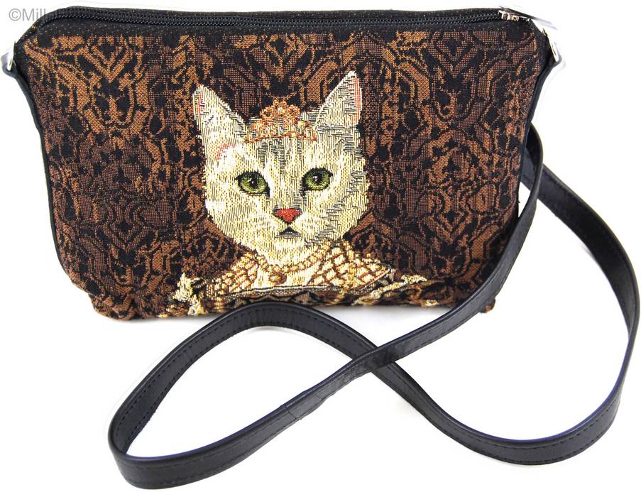 Cat with Crown and Necklace Bags & purses Cats - Mille Fleurs Tapestries