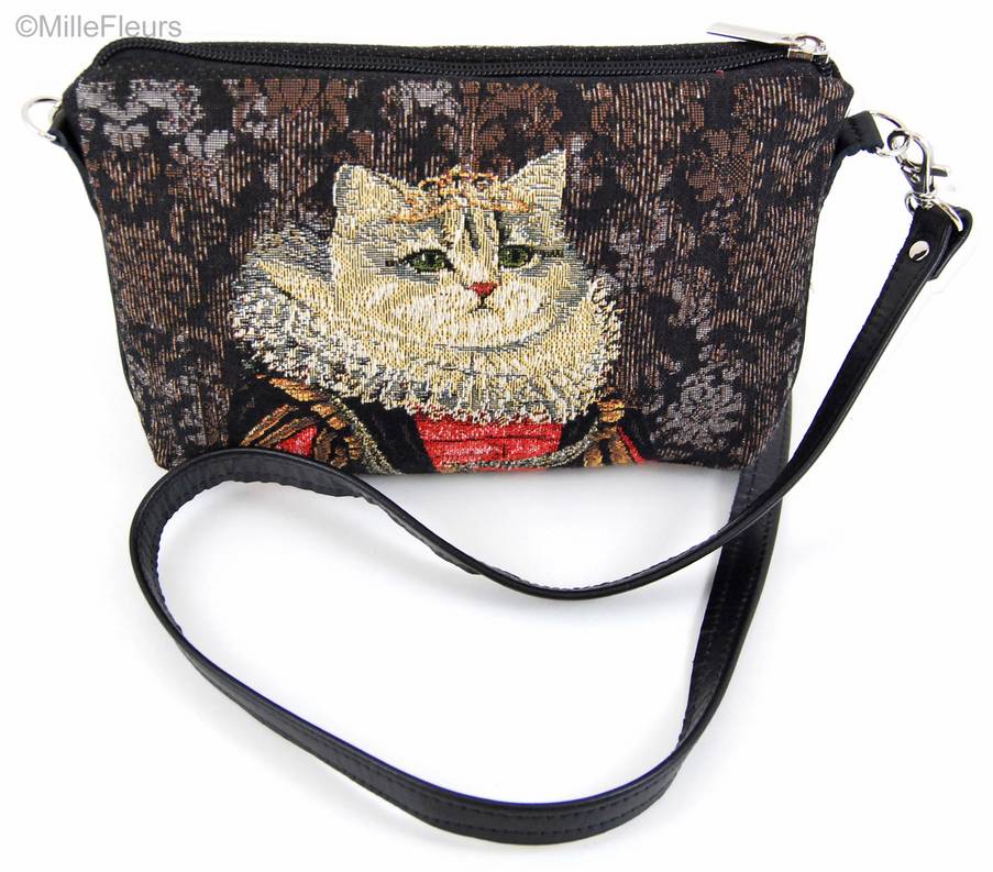 Gato con Corona y Collar de Encaje Bolsas Gatos - Mille Fleurs Tapestries