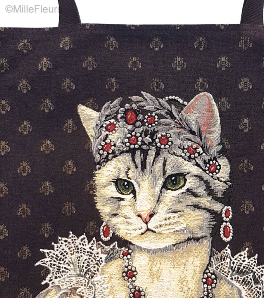 Joséphine avec Couronne Shoppers Chats et Chiens - Mille Fleurs Tapestries