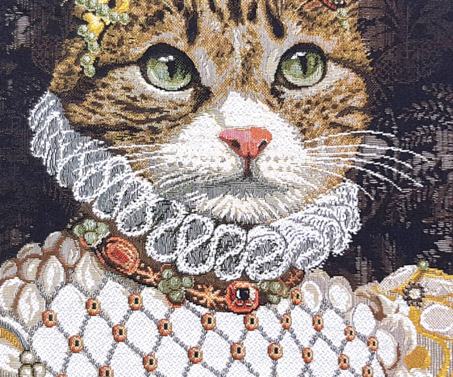 Grijze Kat Sisi Sierkussens Katten - Mille Fleurs Tapestries