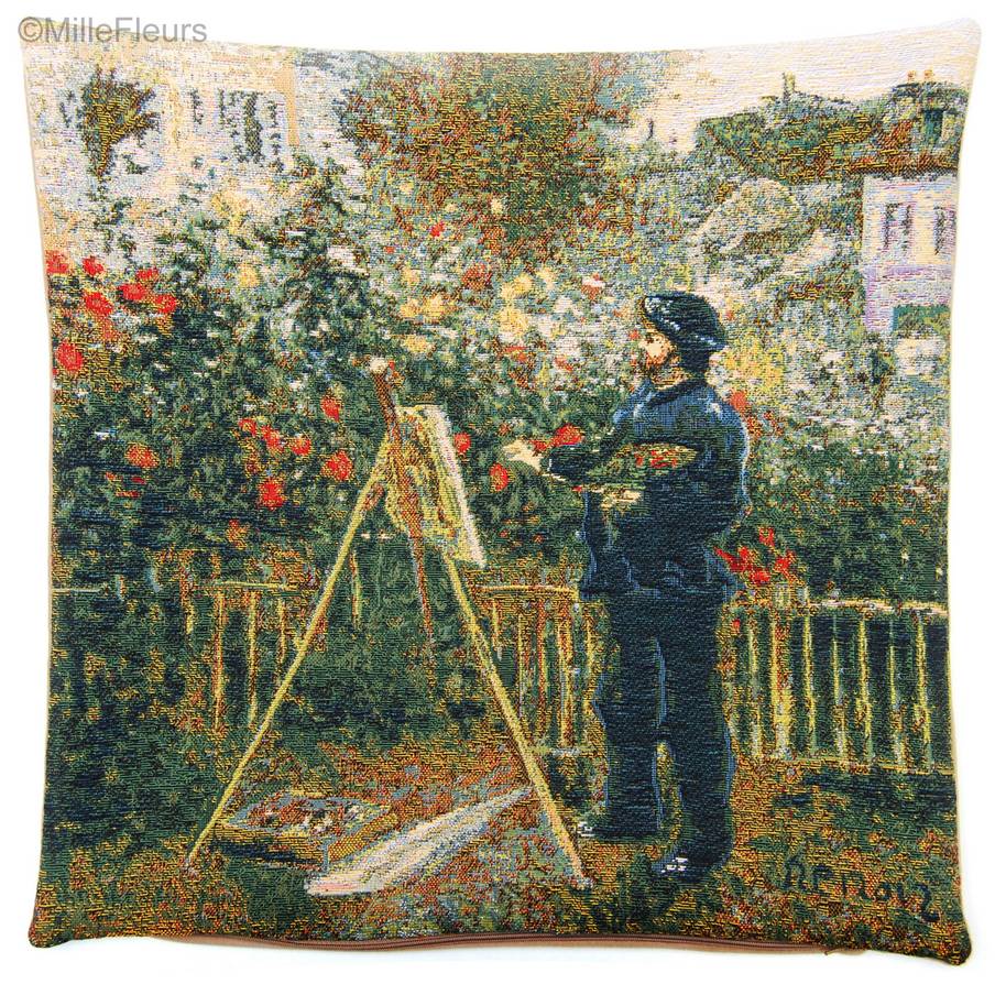Monet Pintando (Renoir) Fundas de cojín Obras Maestras - Mille Fleurs Tapestries