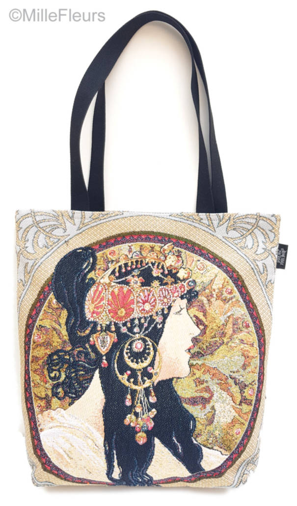 Bizantino Cabezas (Mucha) Bolsas de Compras Obras Maestras - Mille Fleurs Tapestries