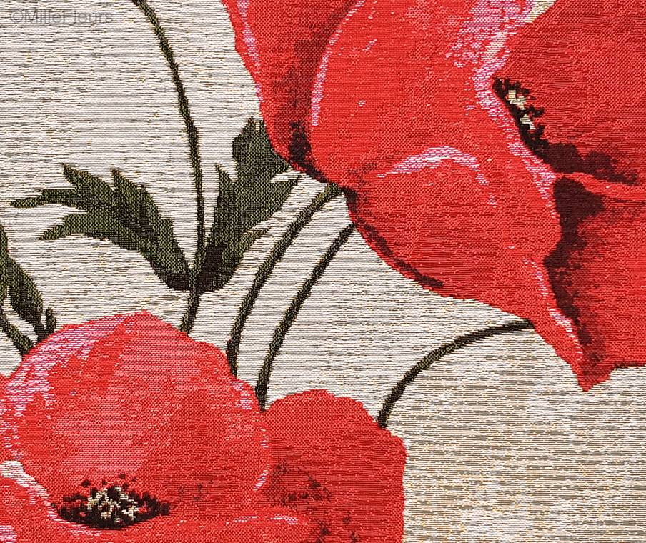 Coquelicots sur écru Housses de coussin Coquelicots - Mille Fleurs Tapestries