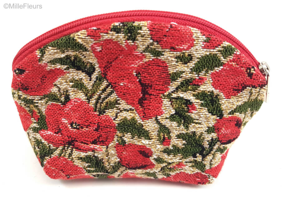 Pequeñas amapolas en crudo Bolsas de Maquillaje Estuches con Cremallera - Mille Fleurs Tapestries
