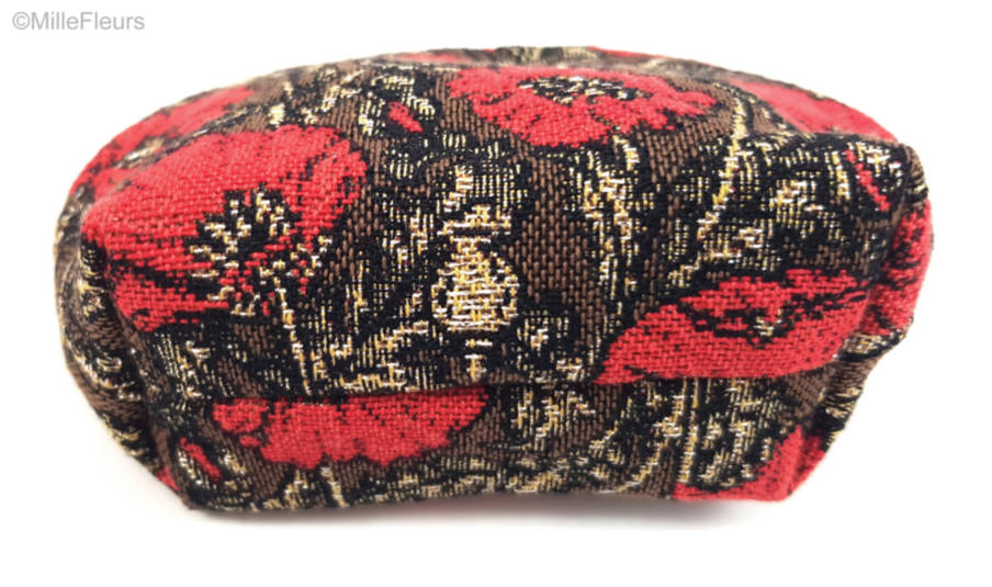Pequeñas amapolas en marron Bolsas de Maquillaje Estuches con Cremallera - Mille Fleurs Tapestries