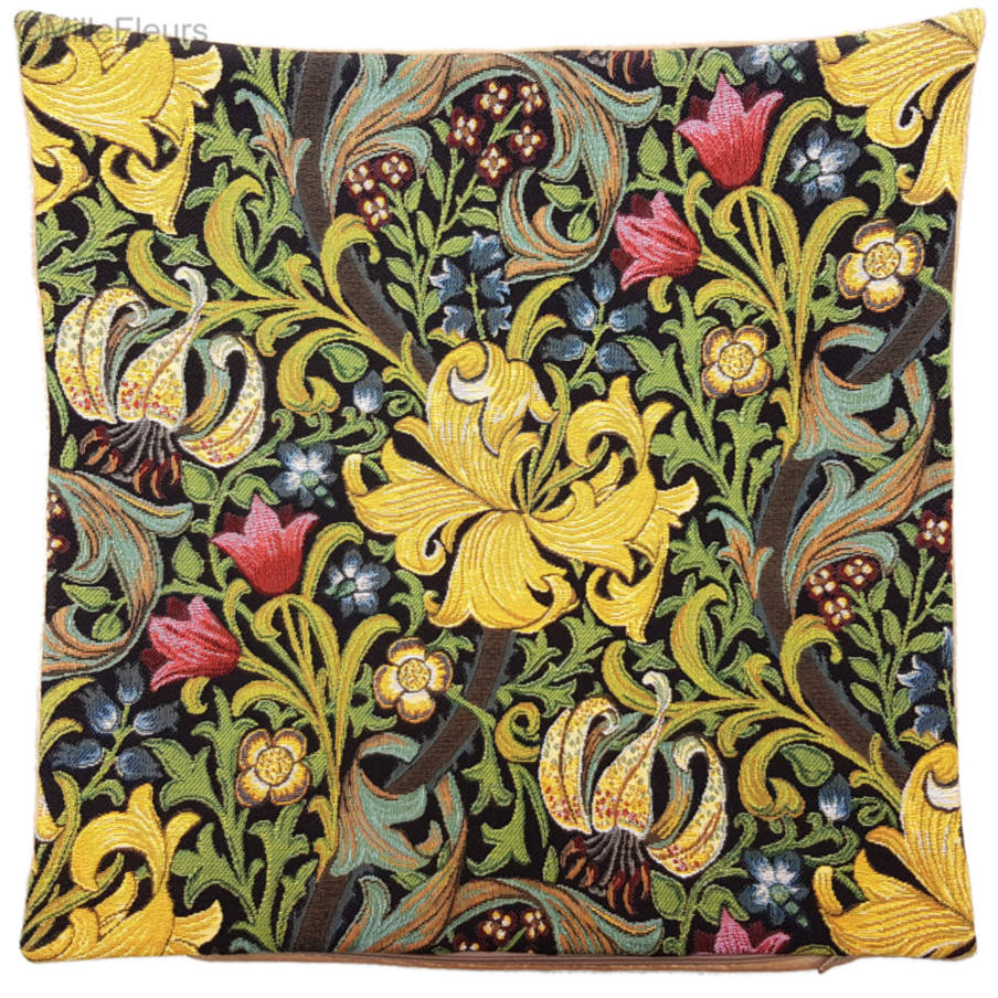 Golden Lily (William Morris), vert Housses de coussin William Morris & Co - Mille Fleurs Tapestries