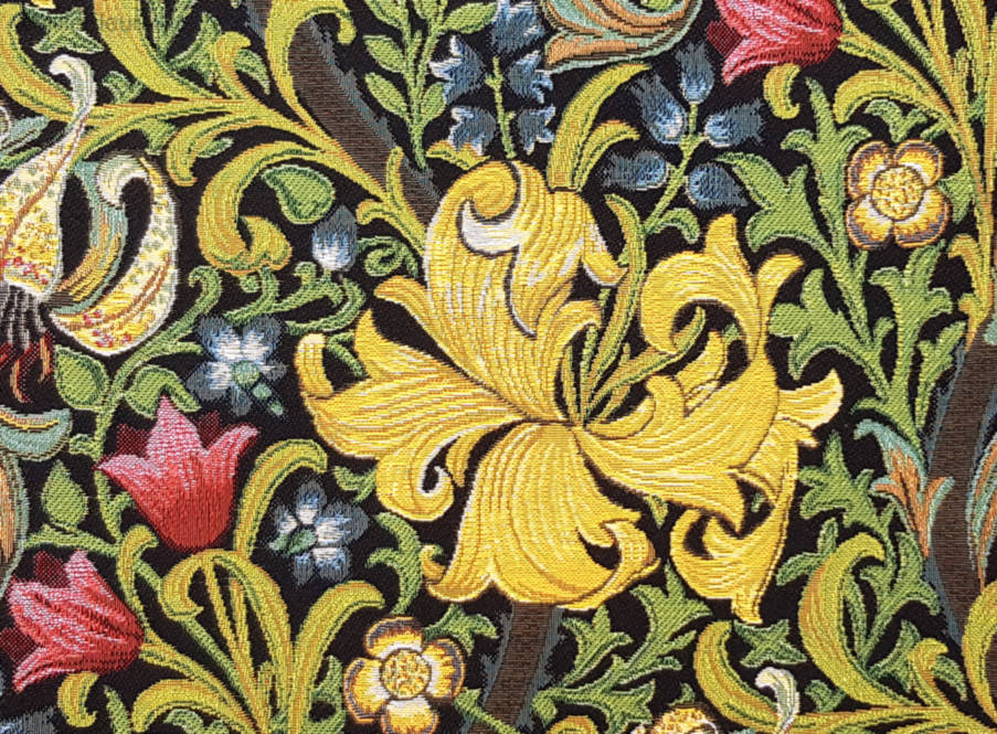 Golden Lily (William Morris), vert Housses de coussin William Morris & Co - Mille Fleurs Tapestries
