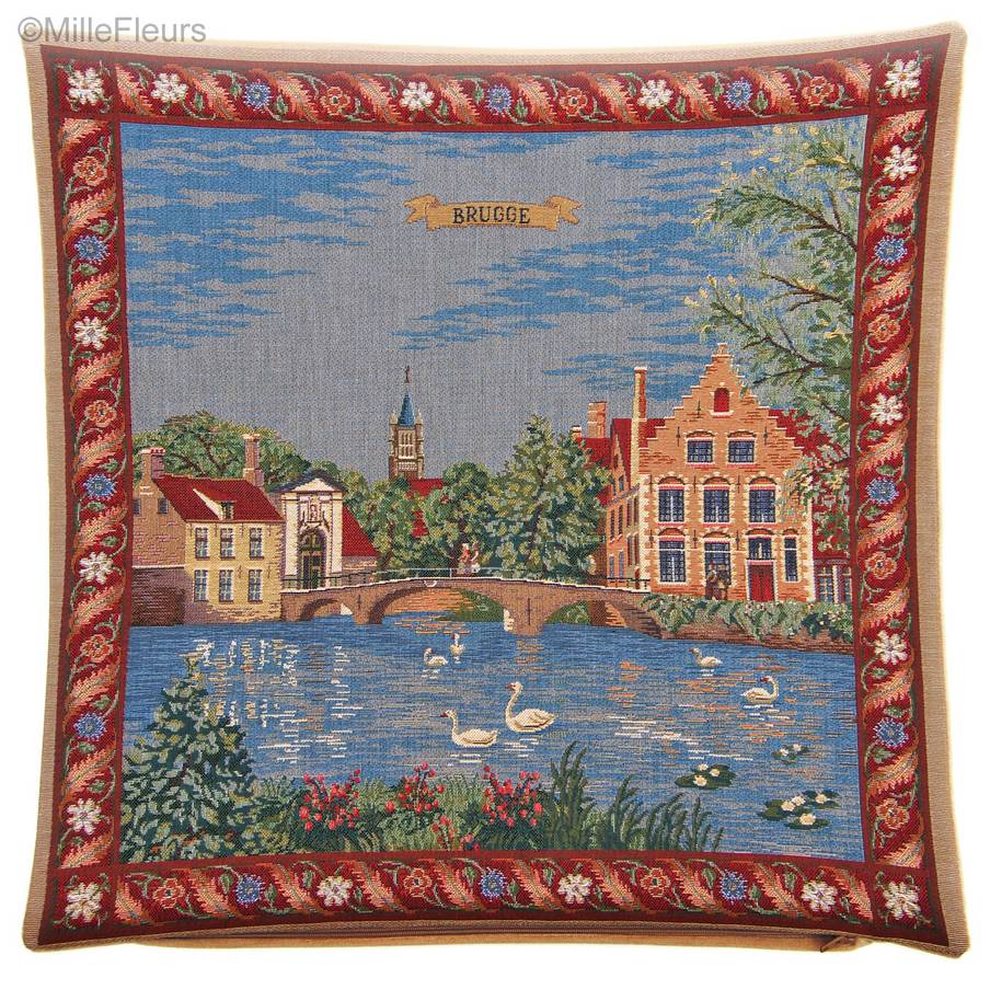 Begijnhof te Brugge Sierkussens Belgische Historische Steden - Mille Fleurs Tapestries
