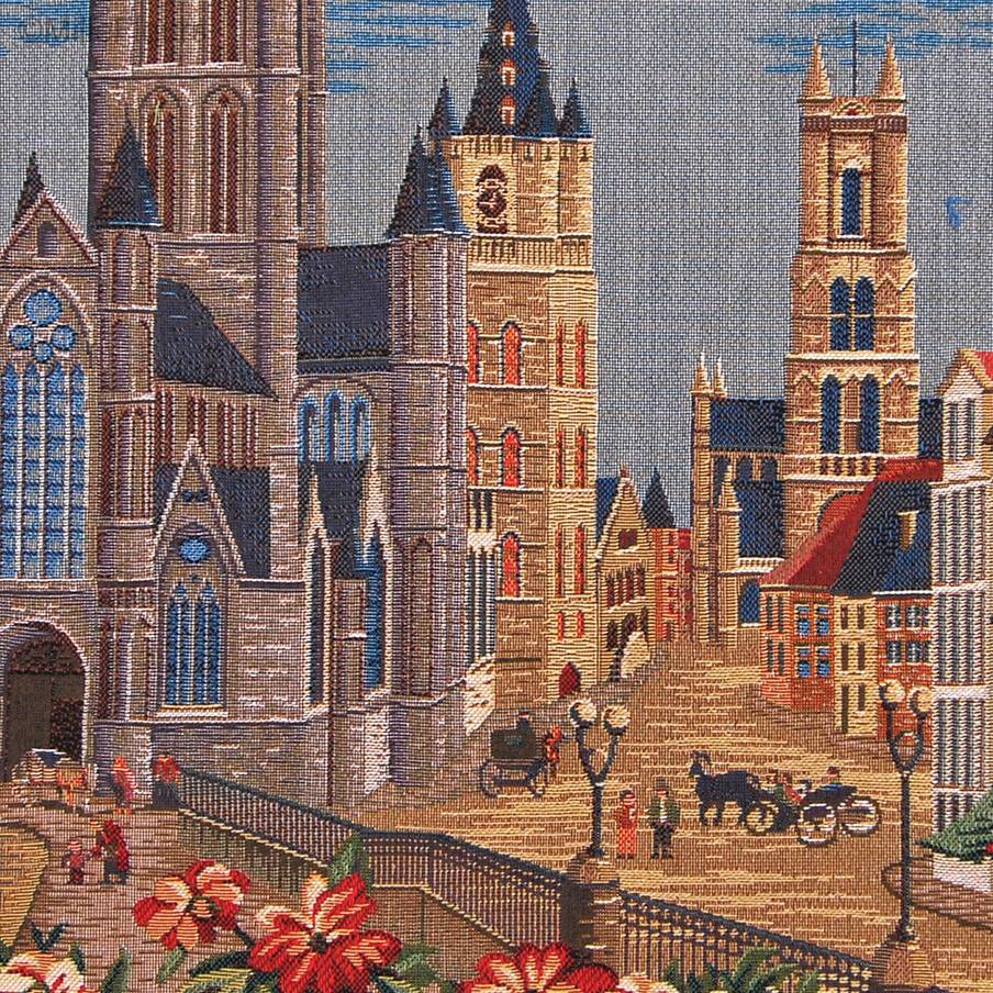 Cathédrale Saint-Bavon à Gand Housses de coussin Villes Historiques Belges - Mille Fleurs Tapestries