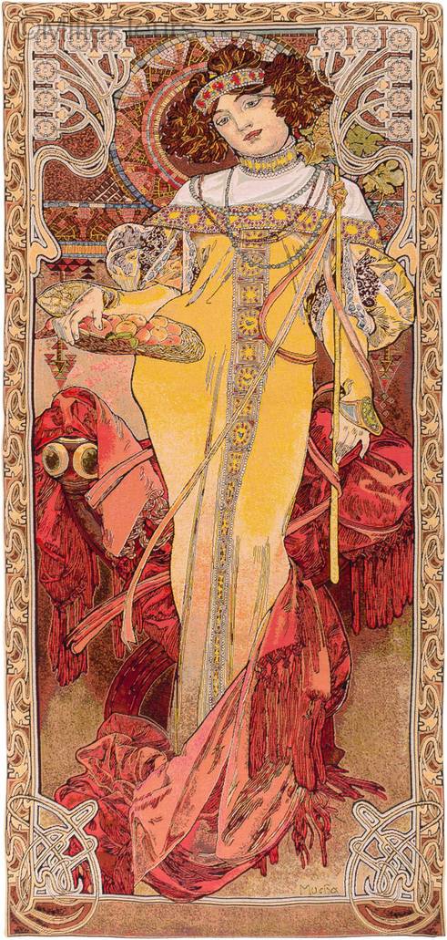 Herfst Wandtapijten Alfons Mucha - Mille Fleurs Tapestries