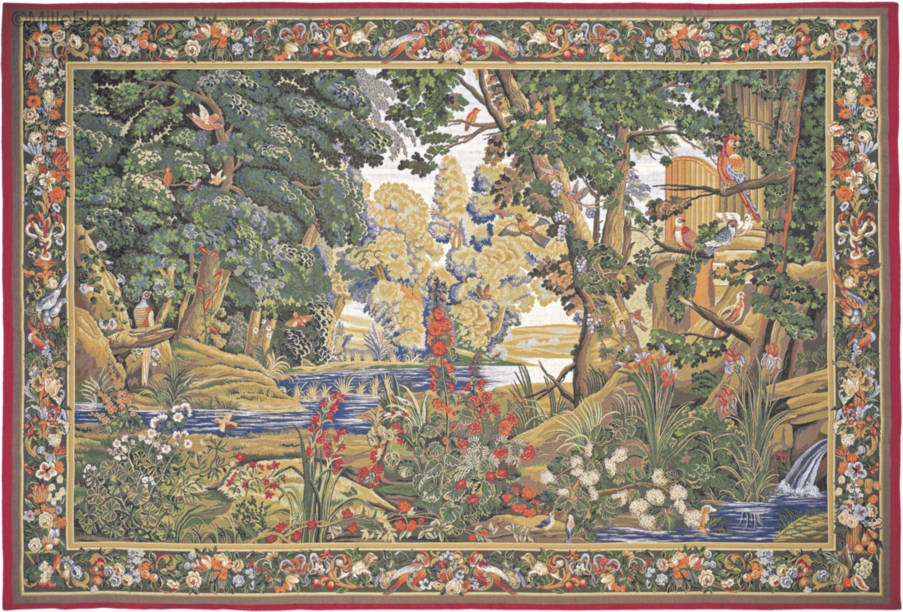 Greenery with Flowers and Birds Wall tapestries Verdures - Mille Fleurs Tapestries