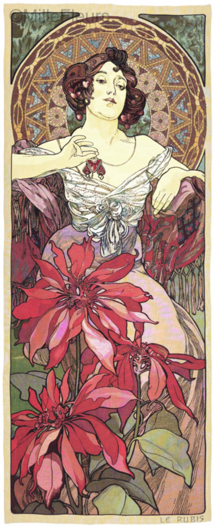 Robijn (Mucha) Wandtapijten Alfons Mucha - Mille Fleurs Tapestries