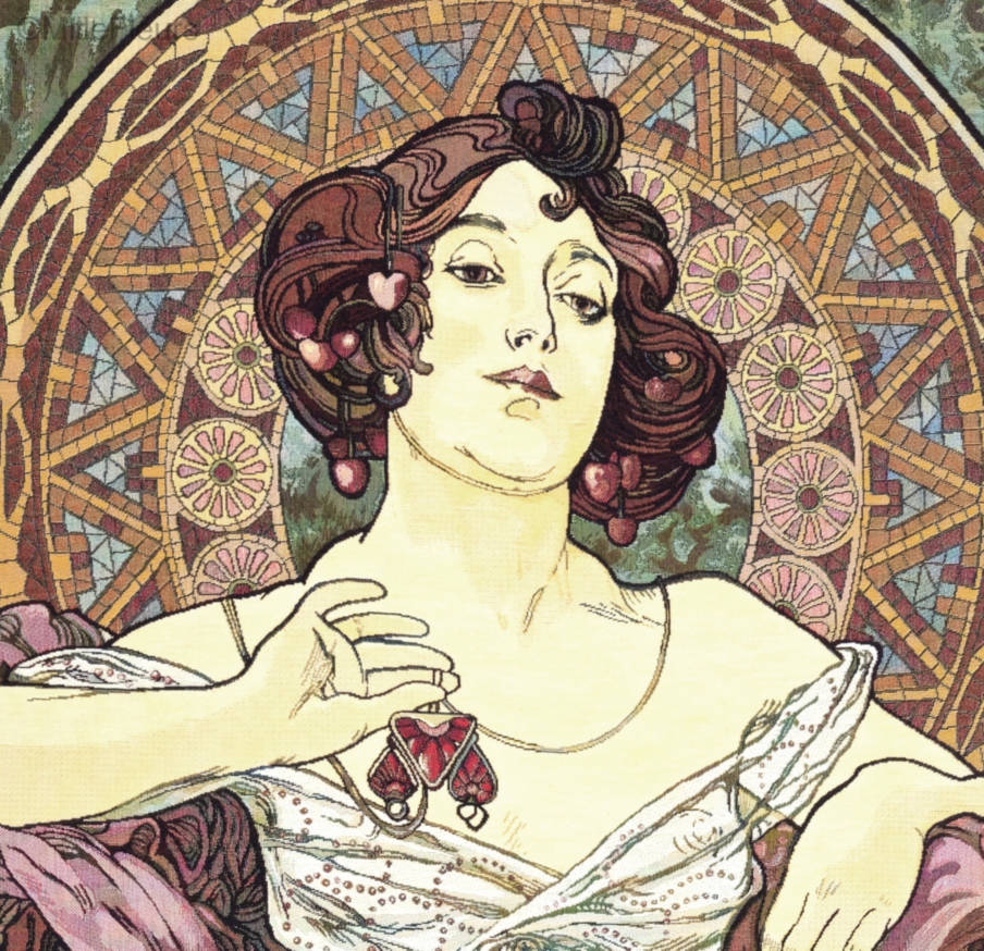 Ruby (Mucha) Wall tapestries Alphonse Mucha - Mille Fleurs Tapestries