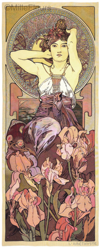 Amethist (Mucha) Wandtapijten Alfons Mucha - Mille Fleurs Tapestries