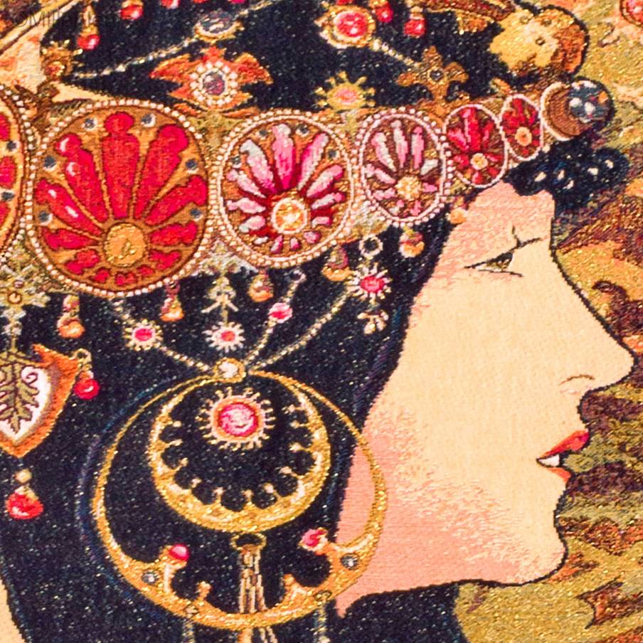 Tête Byzantine : Brunette (Mucha) Tapisseries murales Alfons Mucha - Mille Fleurs Tapestries