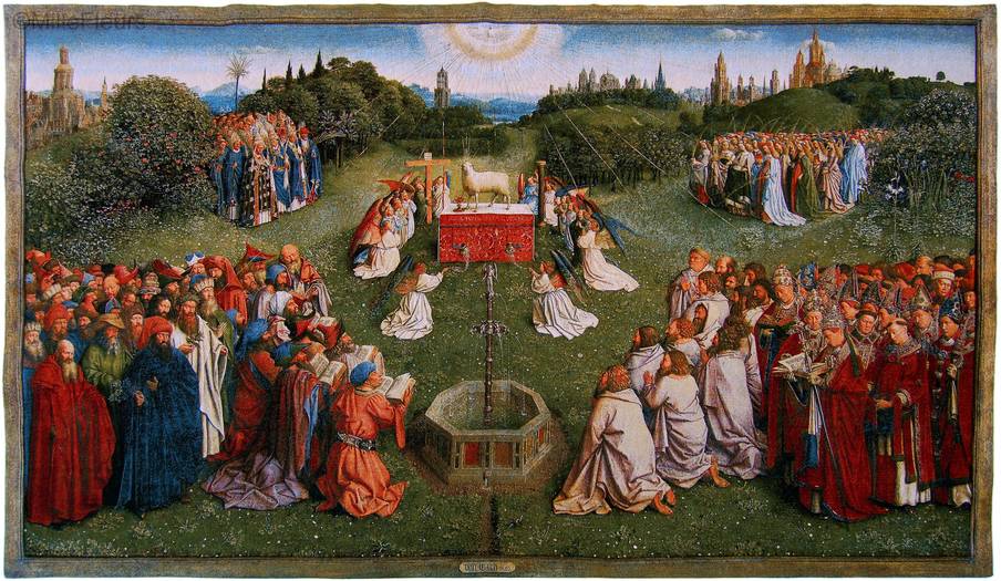 Adoration of the Mystic Lamb (van Eyck) Wall tapestries Masterpieces - Mille Fleurs Tapestries
