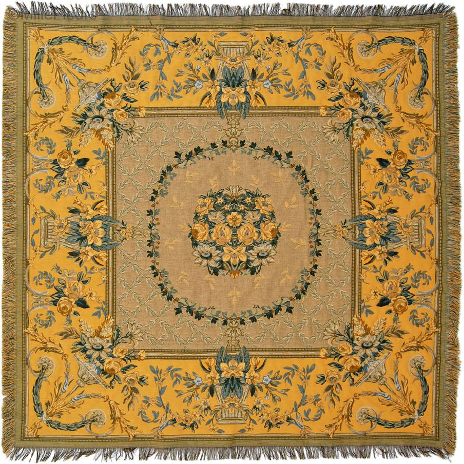 Savonnerie 2, geel Plaids & Tafelkleden Bloemen - Mille Fleurs Tapestries