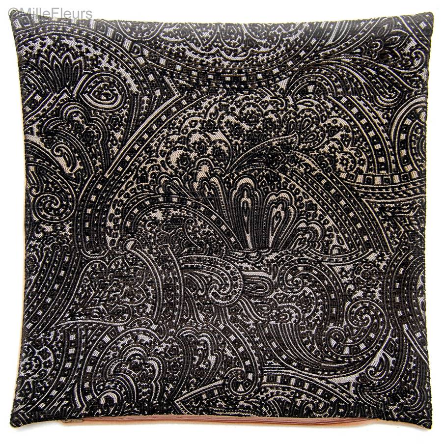 Bella, noir Housses de coussin Tissus Chenille - Mille Fleurs Tapestries