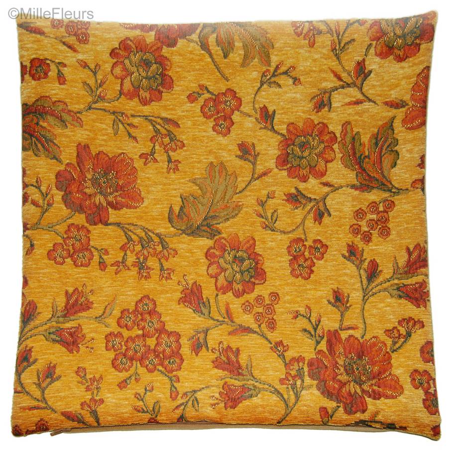 Elien, jaune Housses de coussin Tissus Chenille - Mille Fleurs Tapestries