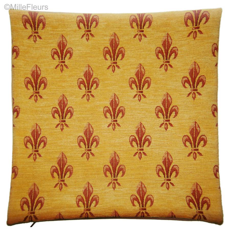 Fleur-de-Lis, yellow Tapestry cushions Fleur-de-Lis and Heraldic - Mille Fleurs Tapestries
