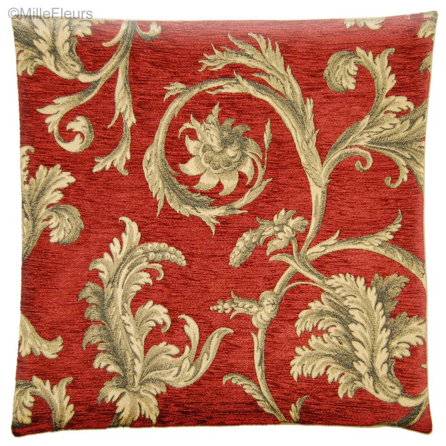 Nell, rouge Housses de coussin Tissus Chenille - Mille Fleurs Tapestries