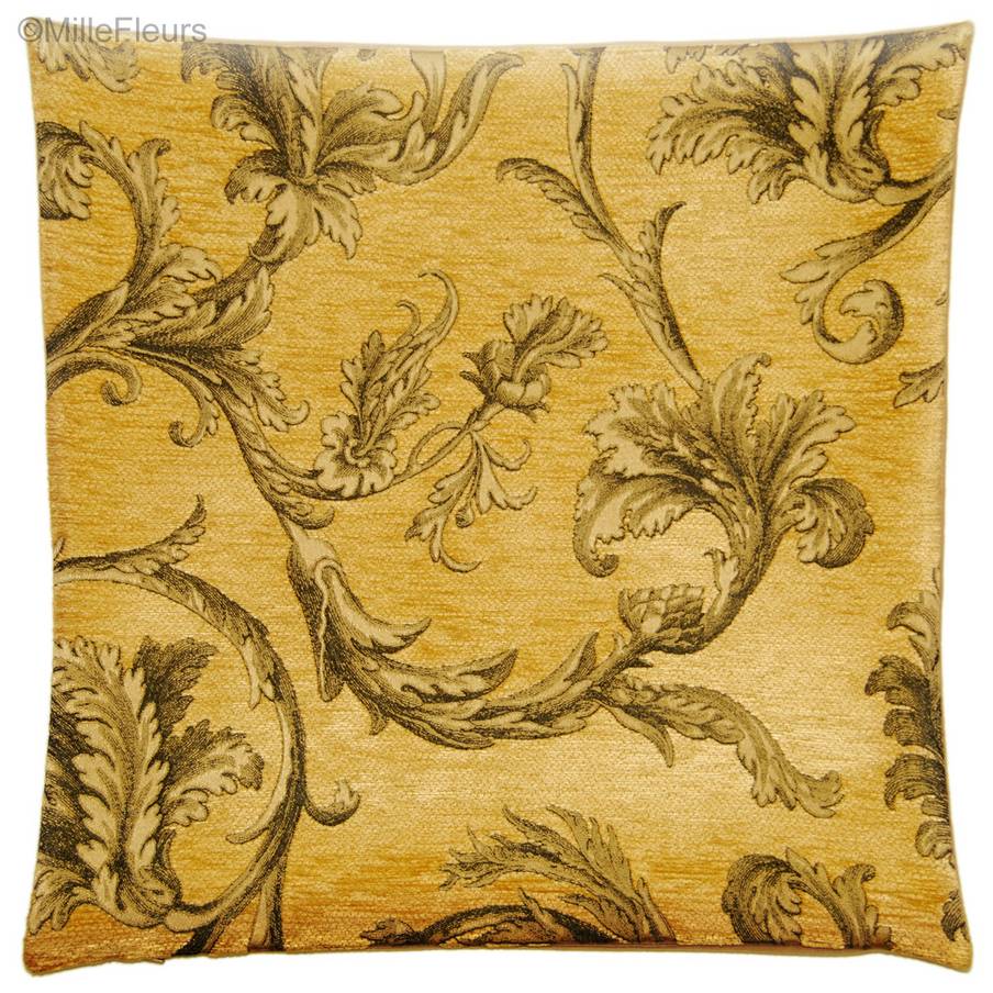 Nell, jaune Housses de coussin Tissus Chenille - Mille Fleurs Tapestries