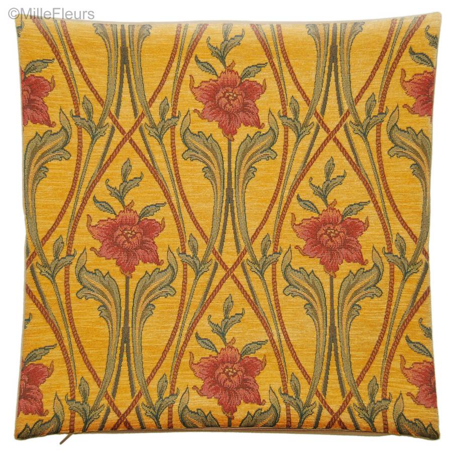 Xylina, jaune Housses de coussin Tissus Chenille - Mille Fleurs Tapestries