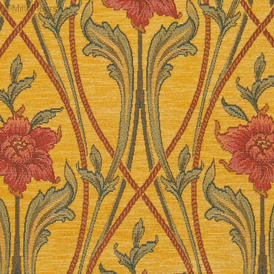 Xylina, jaune Housses de coussin Tissus Chenille - Mille Fleurs Tapestries