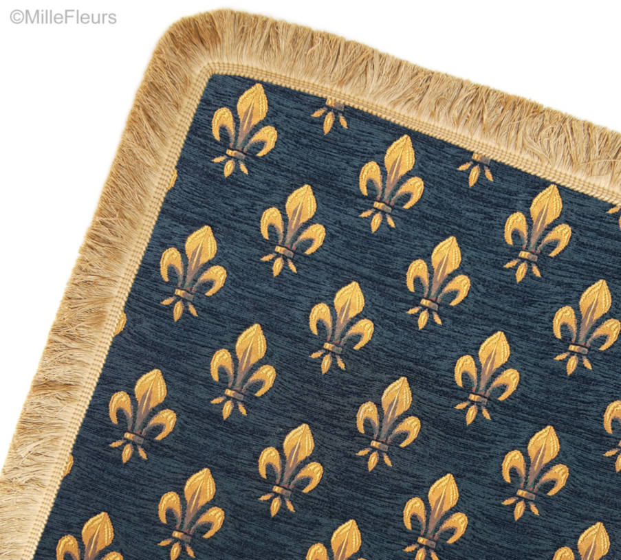 Fleur-de-lys, blauw Plaids & Tafelkleden Middeleeuws - Mille Fleurs Tapestries