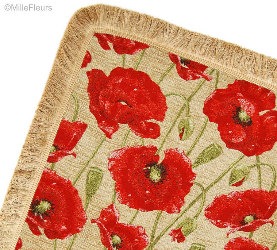 Poppy, beige Plaids & Tafelkleden Chenille - Mille Fleurs Tapestries