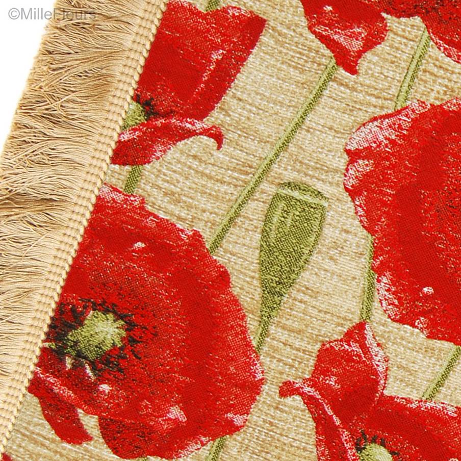Poppy, beige Throws & Plaids Chenille Throws - Mille Fleurs Tapestries