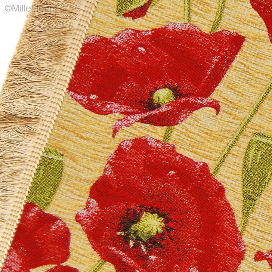Poppy, gold Throws & Plaids Chenille Throws - Mille Fleurs Tapestries