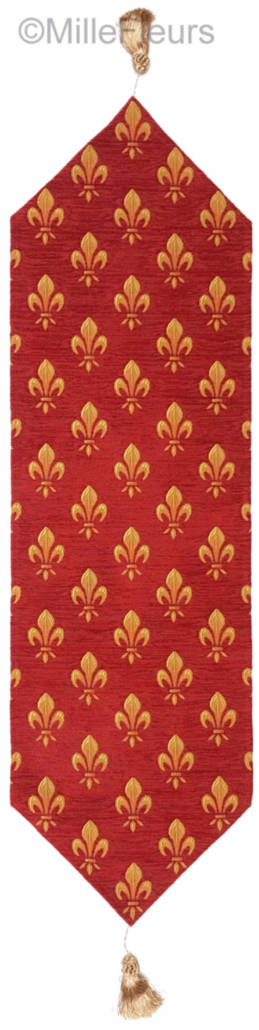 Fleur-de-lys, rood Tafellopers Traditioneel - Mille Fleurs Tapestries