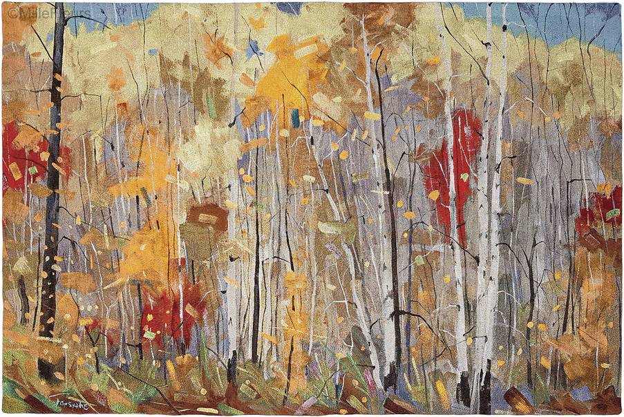 Abstract Birch Forest Wall tapestries Contemporary Artwork - Mille Fleurs Tapestries