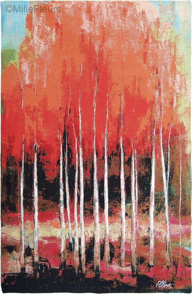 Birch Trees in Autumn Wall tapestries Contemporary Artwork - Mille Fleurs Tapestries