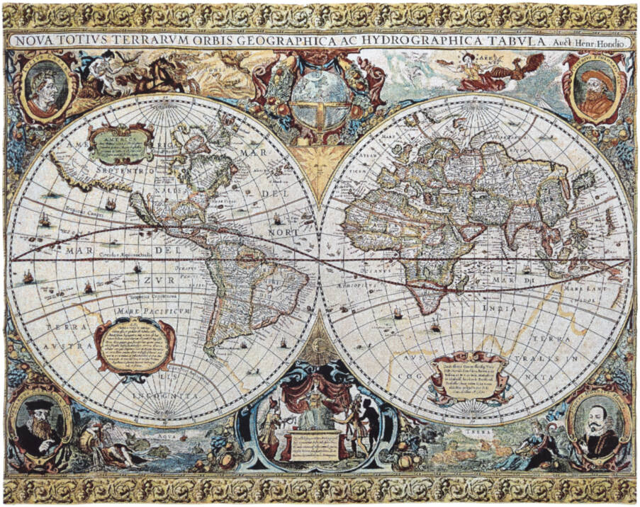 Carte Antique Tapisseries murales Cartes et Nautiques - Mille Fleurs Tapestries