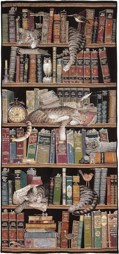 Estante para Libros con Gatos Tapices de pared Estantería - Mille Fleurs Tapestries