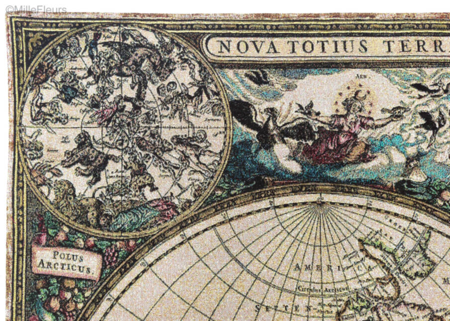 Nova Totius Terrarum Orbis Tabula Wandtapijten Kaarten en Nautisch - Mille Fleurs Tapestries