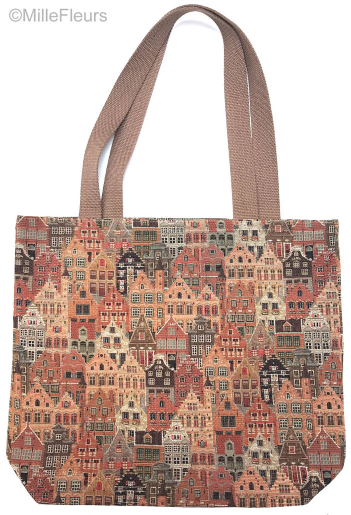 Bruges Houses Tote Bags Bruges and Belgium - Mille Fleurs Tapestries