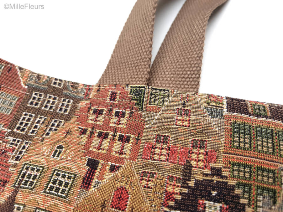 Bruges Houses Tote Bags Bruges - Mille Fleurs Tapestries