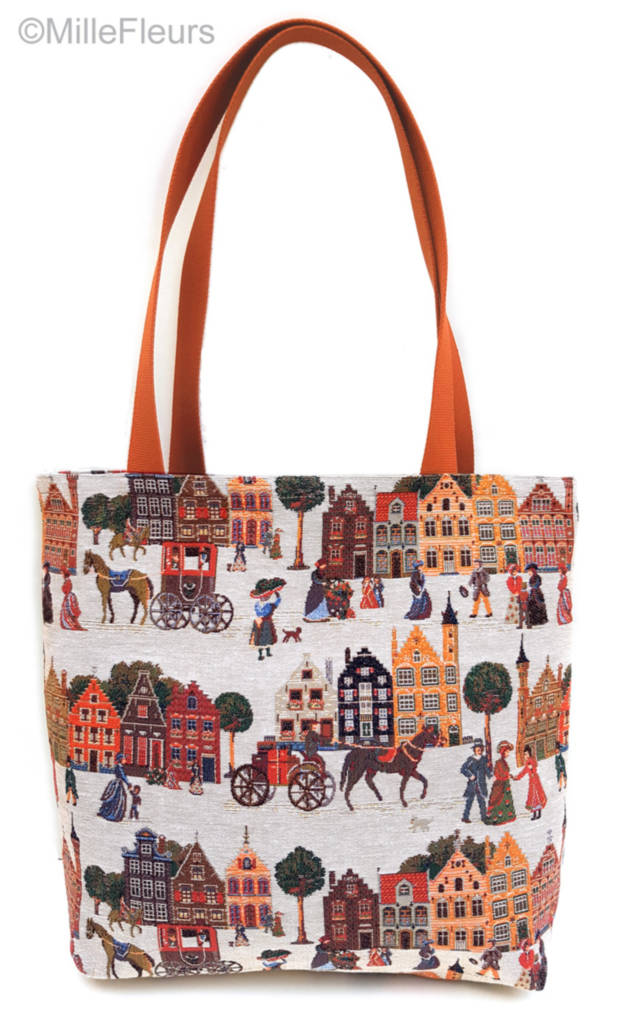 Lente in Brugge Shoppers Brugge en België - Mille Fleurs Tapestries