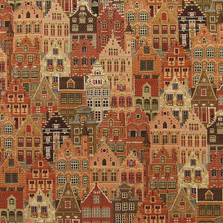 Bruges Houses Tapestry cushions Belgian Historical Cities - Mille Fleurs Tapestries